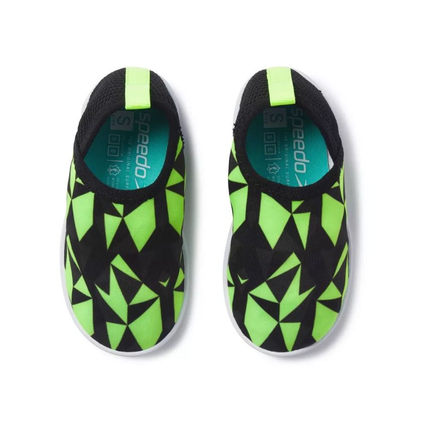 Speedo Kids' Beach Booties - Black/Neon Green