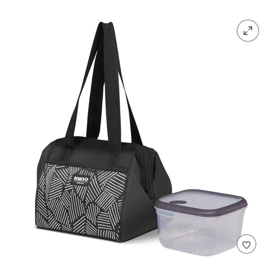 Igloo Print Essentials Leftover Lunch Bag with Pack Ins - Black