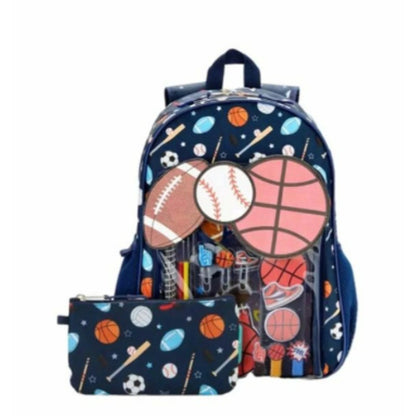 Locker Club Kids' 17" Backpack with Stationery Pencil Pouch - Sport