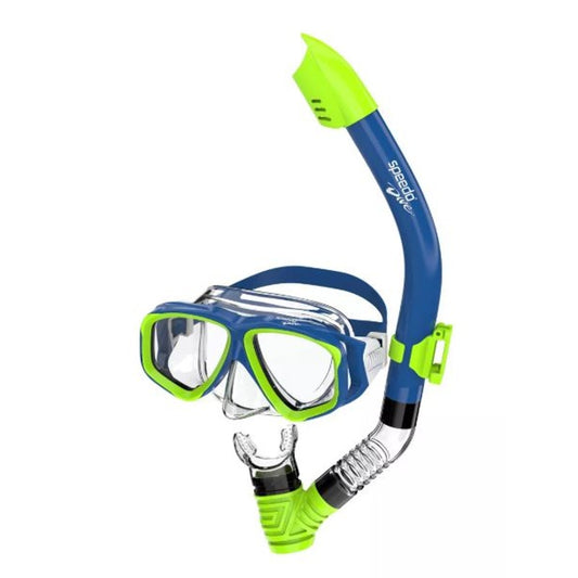 Speedo Junior Reefscout Mask and Snorkel Set - Blue/Green