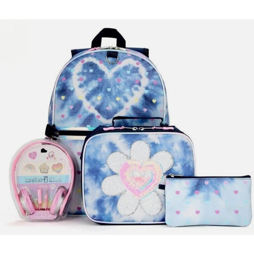 Locker Club Kids' 17" Backpack with Headphone Set - Denim Daisy