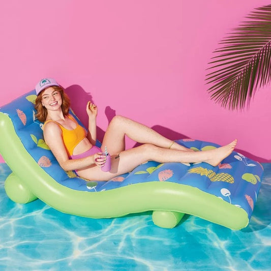 Chaise Lounge Fruit SMS Water Floats and Inflatables Green/Blue - Sun Squad